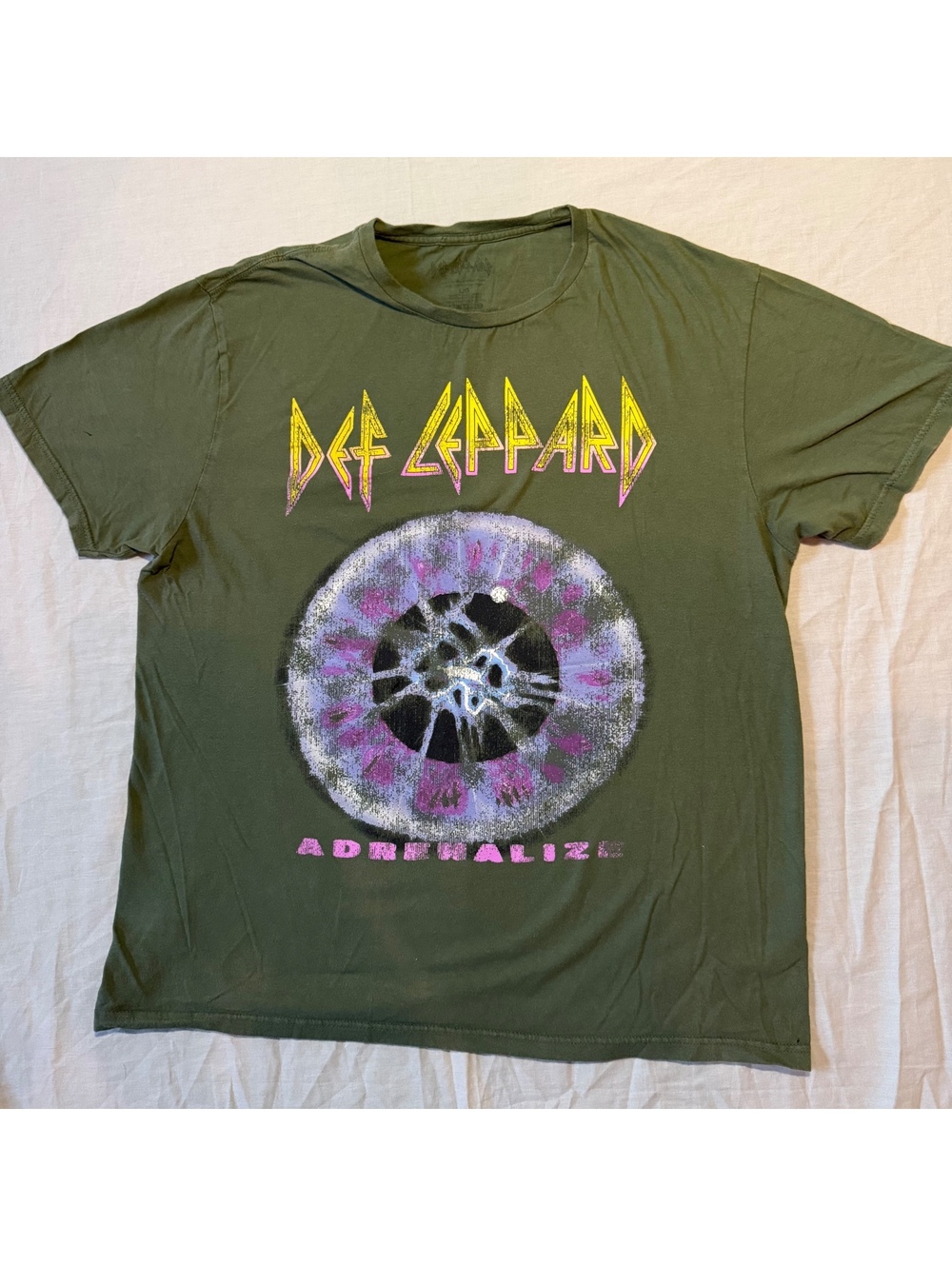 Def Leppard Adrenalize Olive Green Graphic T Shirt